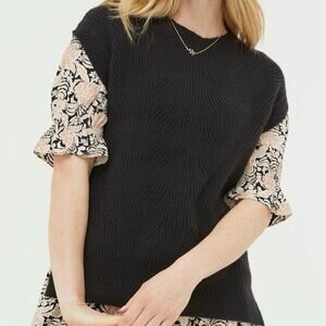 Fat Face Sweater Women’s Medium Black Hayley Cable Tank Minimalist Feminine